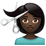 Woman Getting Haircut: Dark Skin Tone on WhatsApp