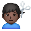 Man Getting Haircut: Dark Skin Tone on Samsung