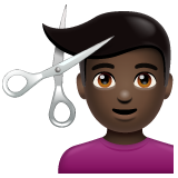 Man Getting Haircut: Dark Skin Tone on WhatsApp