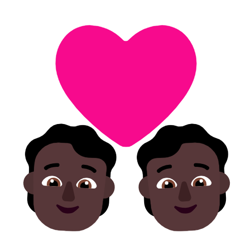 Couple With Heart: Dark Skin Tone on Microsoft Fluent