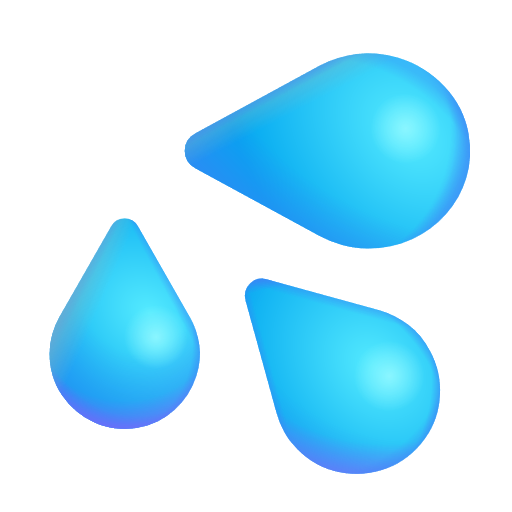 Splashing Sweat Symbol on Microsoft 3D