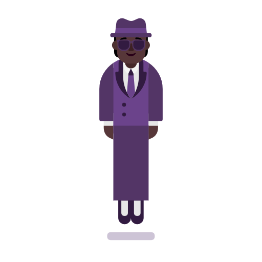 Person In Suit Levitating: Dark Skin Tone on Microsoft Fluent