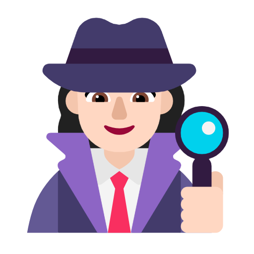 Woman Detective: Light Skin Tone on Microsoft Fluent