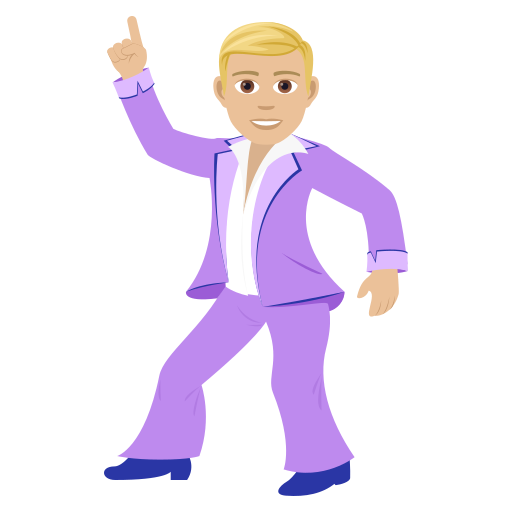 Man Dancing: Medium-Light Skin Tone on JoyPixels