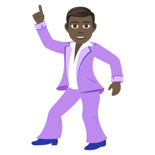 Man Dancing: Dark Skin Tone on JoyPixels