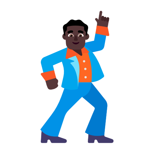 Man Dancing: Dark Skin Tone on Microsoft Fluent