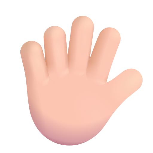 Hand With Fingers Splayed: Light Skin Tone on Microsoft 3D