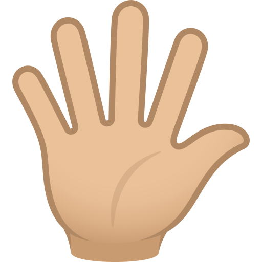 Hand With Fingers Splayed: Medium-Light Skin Tone on JoyPixels