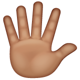 Hand With Fingers Splayed: Medium Skin Tone on WhatsApp
