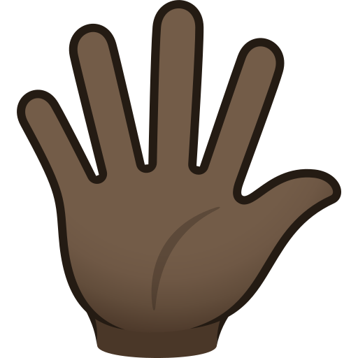 Hand With Fingers Splayed: Dark Skin Tone on JoyPixels