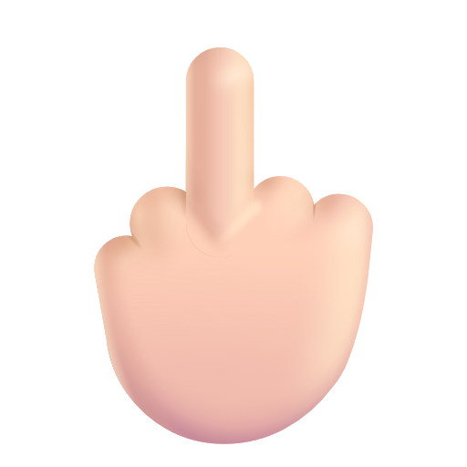 Reversed Hand With Middle Finger Extended: Light Skin Tone on Microsoft 3D