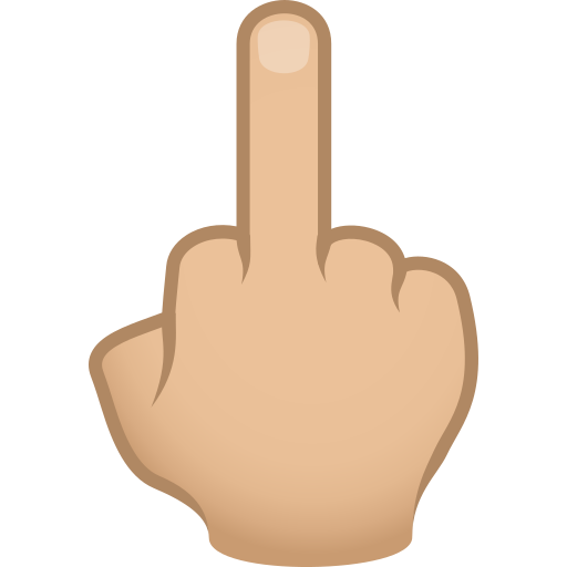 Reversed Hand With Middle Finger Extended: Medium-Light Skin Tone on JoyPixels
