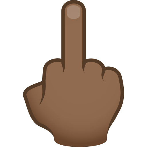 Reversed Hand With Middle Finger Extended: Medium-Dark Skin Tone on JoyPixels