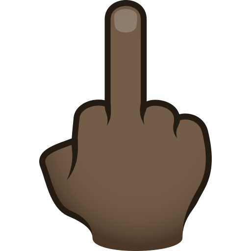 Reversed Hand With Middle Finger Extended: Dark Skin Tone on JoyPixels