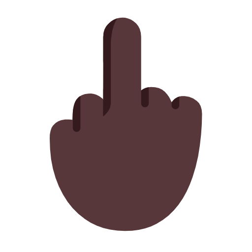 Reversed Hand With Middle Finger Extended: Dark Skin Tone on Microsoft Fluent