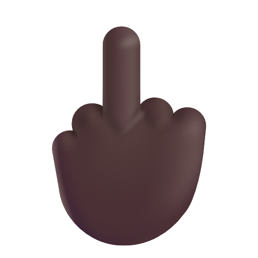 Reversed Hand With Middle Finger Extended: Dark Skin Tone on Microsoft 3D