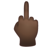 Reversed Hand With Middle Finger Extended: Dark Skin Tone on WhatsApp