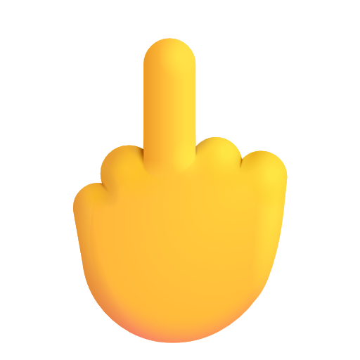 Reversed Hand With Middle Finger Extended on Microsoft 3D