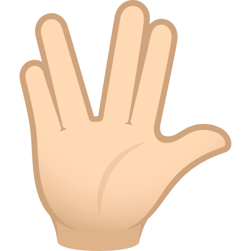 Raised Hand With Part Between Middle And Ring Fingers: Light Skin Tone on JoyPixels