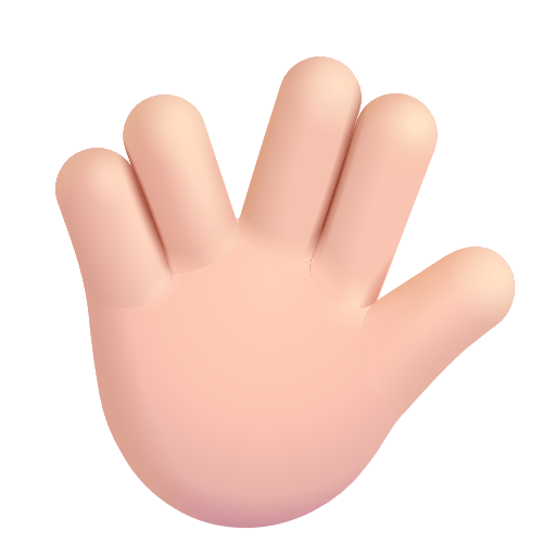 Raised Hand With Part Between Middle And Ring Fingers: Light Skin Tone on Microsoft 3D