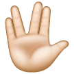 Raised Hand With Part Between Middle And Ring Fingers: Light Skin Tone on Samsung