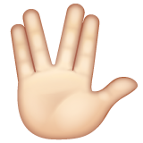 Raised Hand With Part Between Middle And Ring Fingers: Light Skin Tone on WhatsApp