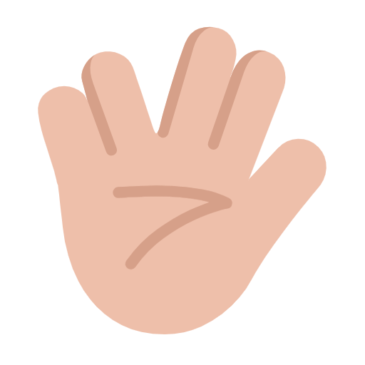 Raised Hand With Part Between Middle And Ring Fingers: Medium-Light Skin Tone on Microsoft Fluent