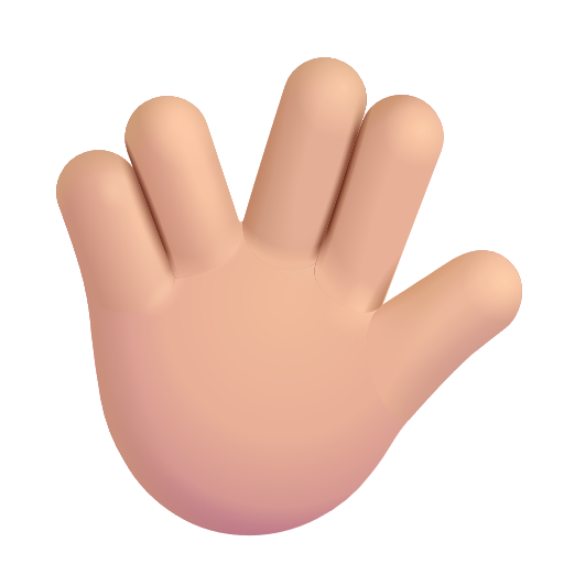 Raised Hand With Part Between Middle And Ring Fingers: Medium-Light Skin Tone on Microsoft 3D