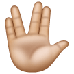 Raised Hand With Part Between Middle And Ring Fingers: Medium-Light Skin Tone on Samsung