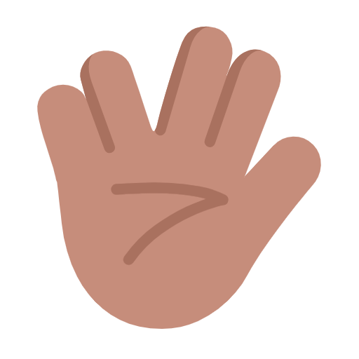 Raised Hand With Part Between Middle And Ring Fingers: Medium Skin Tone on Microsoft Fluent