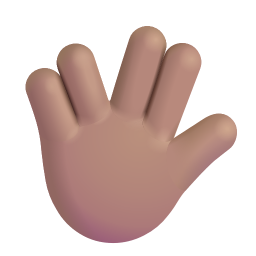 Raised Hand With Part Between Middle And Ring Fingers: Medium Skin Tone on Microsoft 3D
