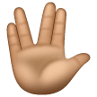 Raised Hand With Part Between Middle And Ring Fingers: Medium Skin Tone on Samsung