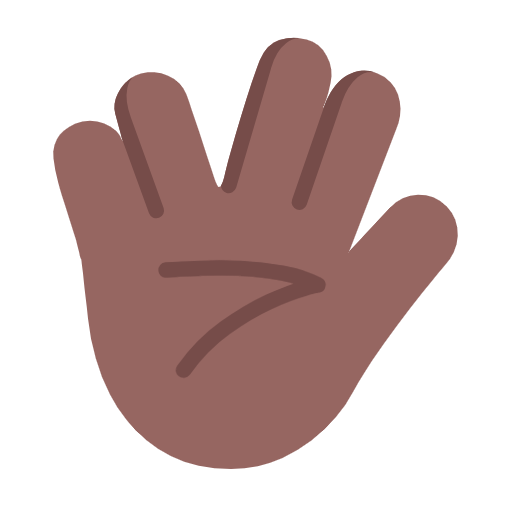 Raised Hand With Part Between Middle And Ring Fingers: Medium-Dark Skin Tone on Microsoft Fluent