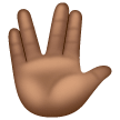 Raised Hand With Part Between Middle And Ring Fingers: Medium-Dark Skin Tone on Samsung