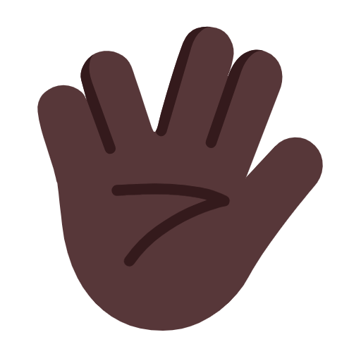 Raised Hand With Part Between Middle And Ring Fingers: Dark Skin Tone on Microsoft Fluent