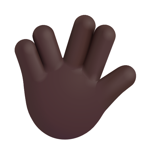 Raised Hand With Part Between Middle And Ring Fingers: Dark Skin Tone on Microsoft 3D