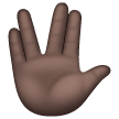 Raised Hand With Part Between Middle And Ring Fingers: Dark Skin Tone on Samsung