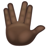 Raised Hand With Part Between Middle And Ring Fingers: Dark Skin Tone on WhatsApp