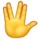 Raised Hand With Part Between Middle And Ring Fingers on WhatsApp