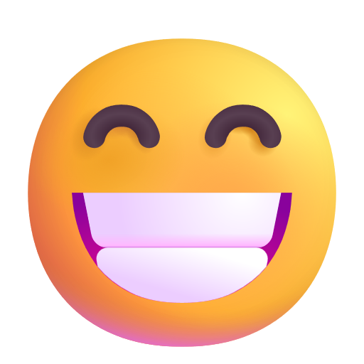 Grinning Face With Smiling Eyes on Microsoft 3D
