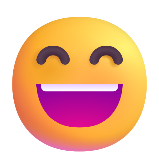 Smiling Face With Open Mouth And Smiling Eyes on Microsoft 3D