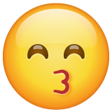 Kissing Face With Smiling Eyes on WhatsApp