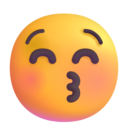 Kissing Face With Closed Eyes on Microsoft 3D