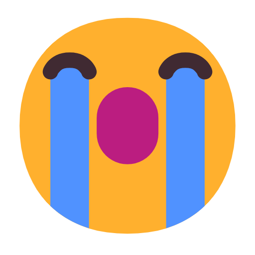 Loudly Crying Face on Microsoft Fluent