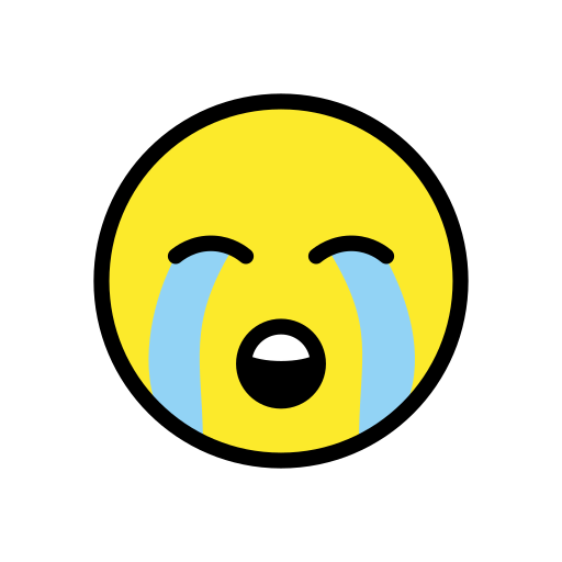 Loudly Crying Face on OpenMoji