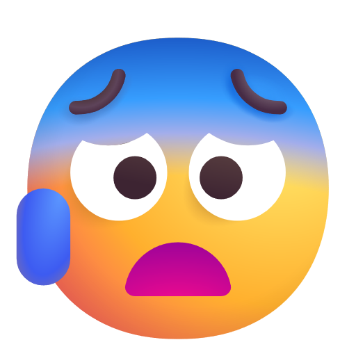 Face With Open Mouth And Cold Sweat on Microsoft 3D