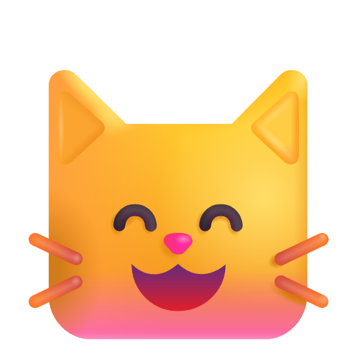 Grinning Cat Face With Smiling Eyes on Microsoft 3D