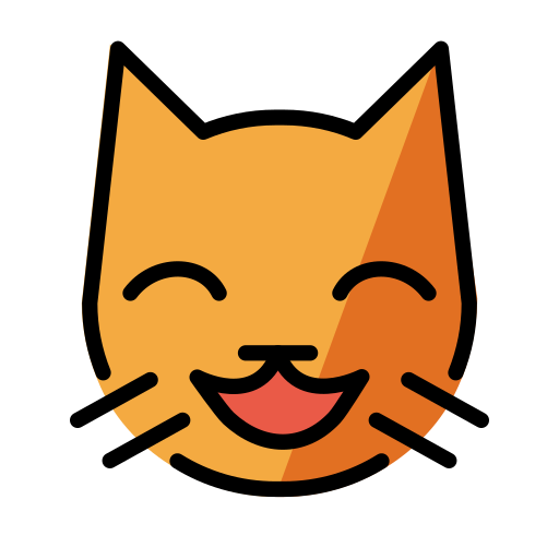 Grinning Cat Face With Smiling Eyes on OpenMoji