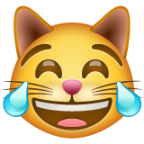 Cat Face With Tears Of Joy on WhatsApp