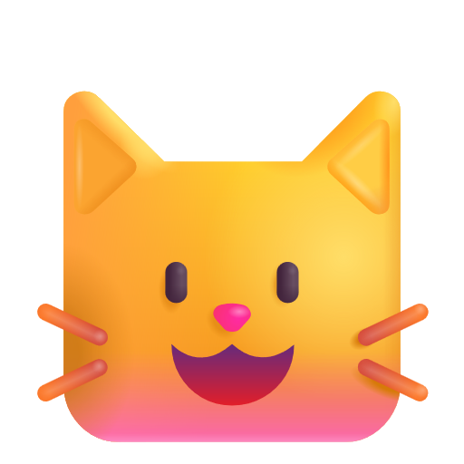 Smiling Cat Face With Open Mouth on Microsoft 3D